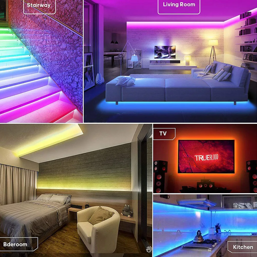 10m Bluetooth LED Strip Lights RGB 5050 SMD Flexible Ribbon 24 Key Remote Control TV Tape Lamp Waterproof LED Strip