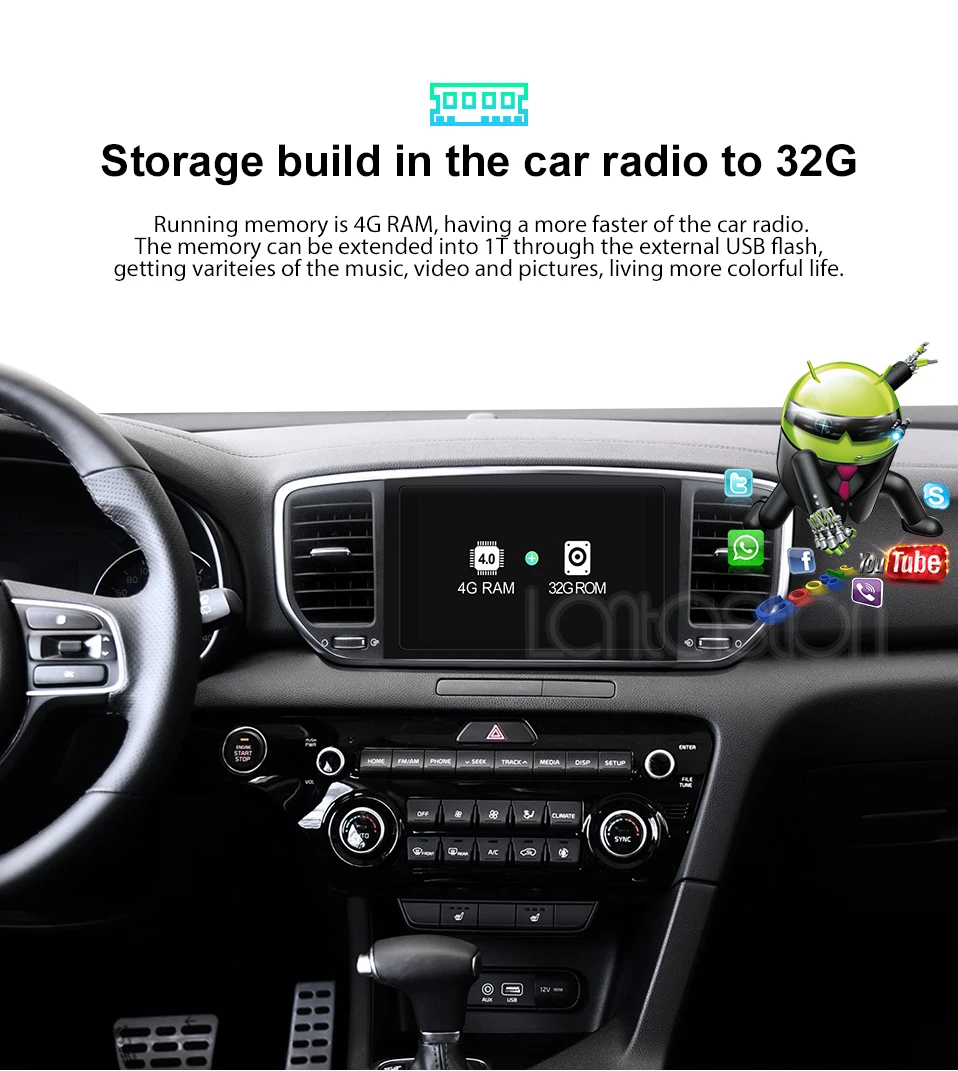 4G ram Android9.0 DSP 32G Автомобильный dvd-плеер для KIA sportage KX5 gps навигация 1 din стерео головное устройство автомобиля стерео