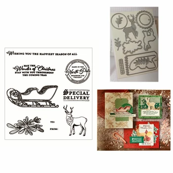 

New 2020 Metal Cutting Dies and Scrapbooking For Paper Making Merry Christmas Sled Embossing Card Clear Stamps Stampin Up Set