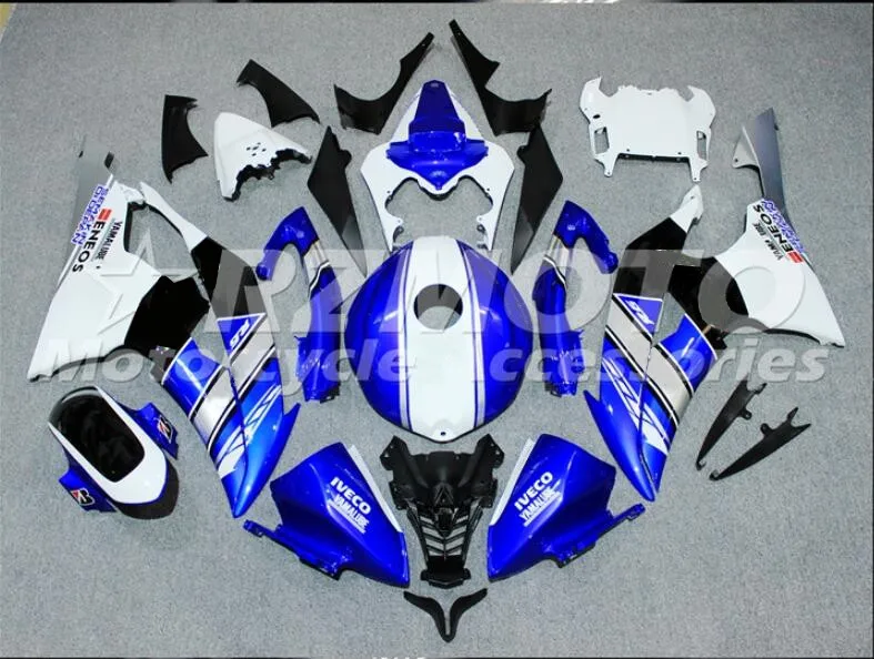 4 подарки набор впрыскивателей Мотоцикл Обтекатели Fit для YAMAHA YZF-R6-600 2008- 08-16 обтекатель КУЗОВ комплект синего и белого цвета