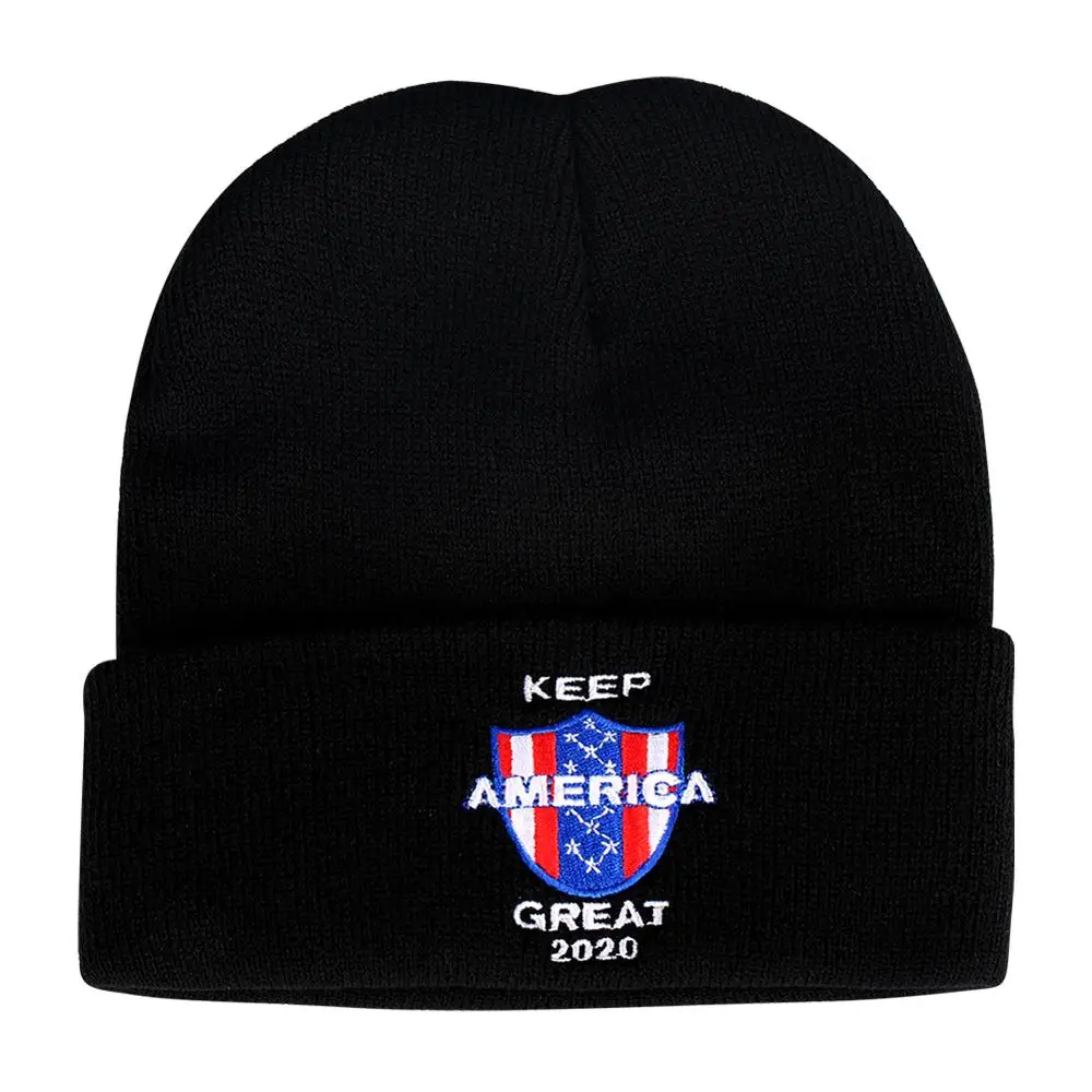 

Trump's Knit Hat Shield Embroidery Winter Men's Cold Hats 2020 Election Beanie Cap Casual Keep America Great Again New US Bonnet