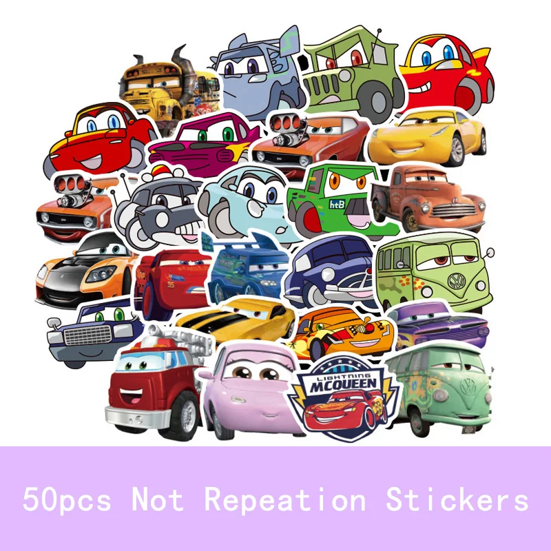 50 Pcs Disney Pixar Cars 2 3 Lightning McQueen Cartoon Stickers For  Skateboard Motorcycle Luggage Laptop Guitar Notebook Toy Sti