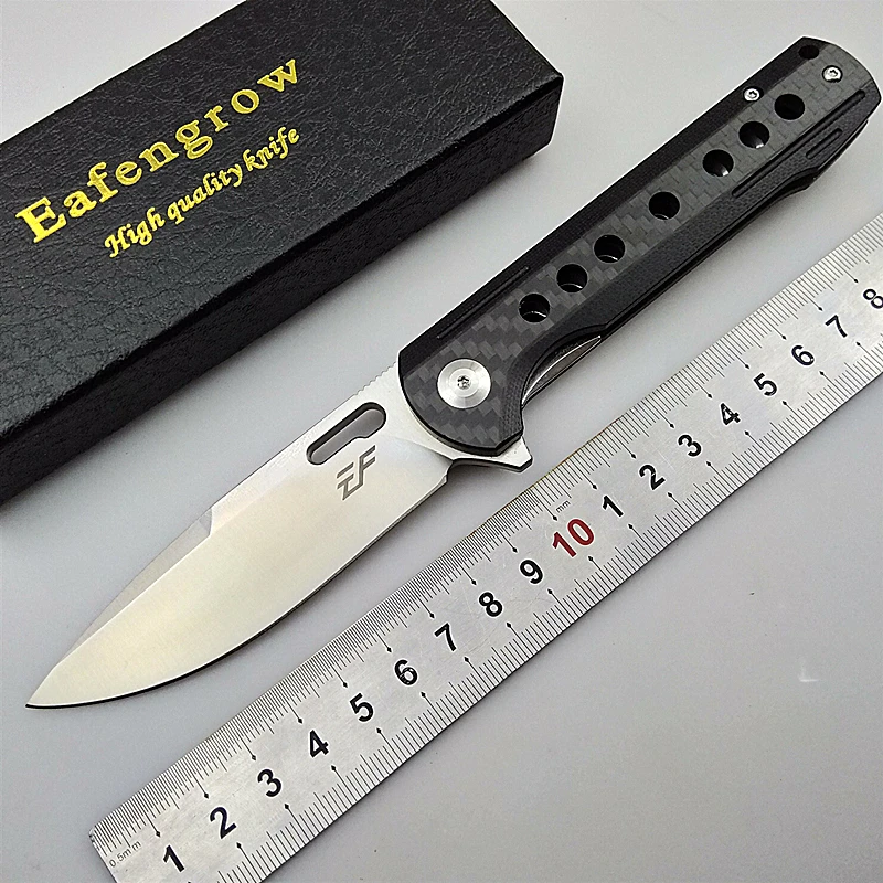 Online EF710 cuchillo plegable D2 hoja de fibra de carbono G10 mango táctico supervivencia camping cuchillos de bolsillo Flipper caza al aire libre EDC herramientas