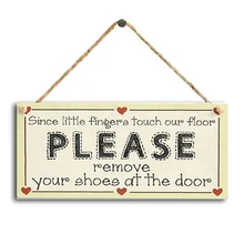 Практичный бутик, так как пальцы коснутся нашего пола, пожалуйста, снимите обувь у Двери Табличка деревянная вывеска подарок