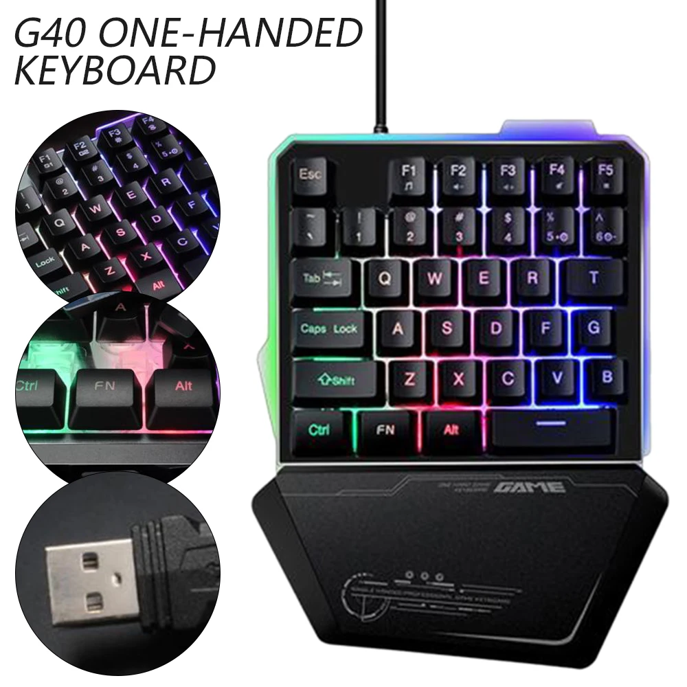 G40 Механическая 35 клавишная игровая мини клавиатура RGB с одной рукой и
