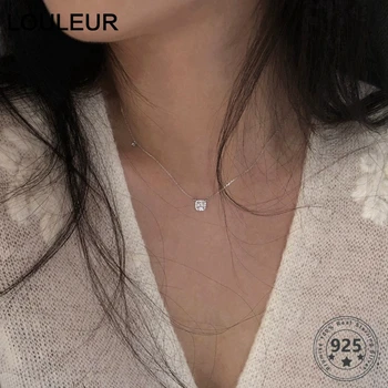 

Louleur 925 Sterling Silver Zircon Necklace Shining Square Diamond Choker Necklace For Party Female Elegant Fashion Jewelry 2020