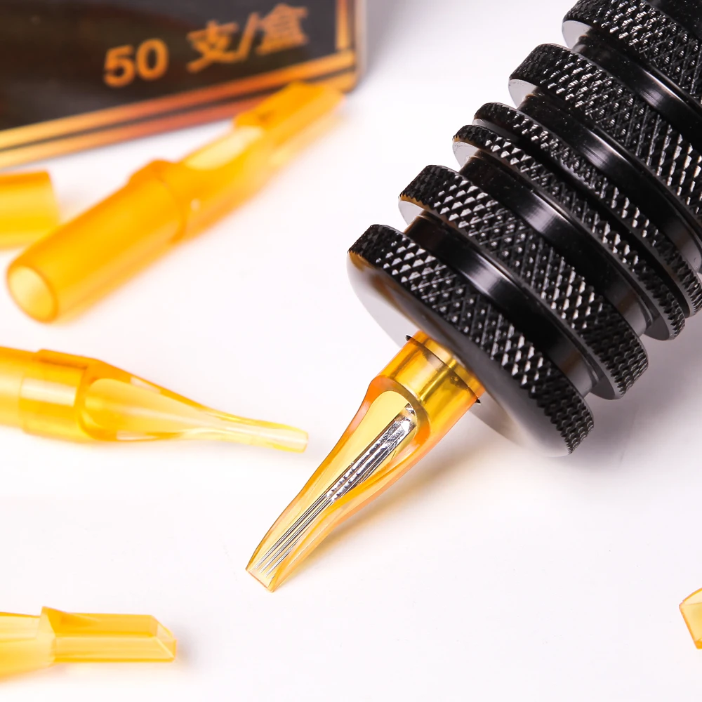 Yellow Disposable Plastic Tattoo Tips 50pcs/Box RT M FT R DT FOR Tattoo Needles