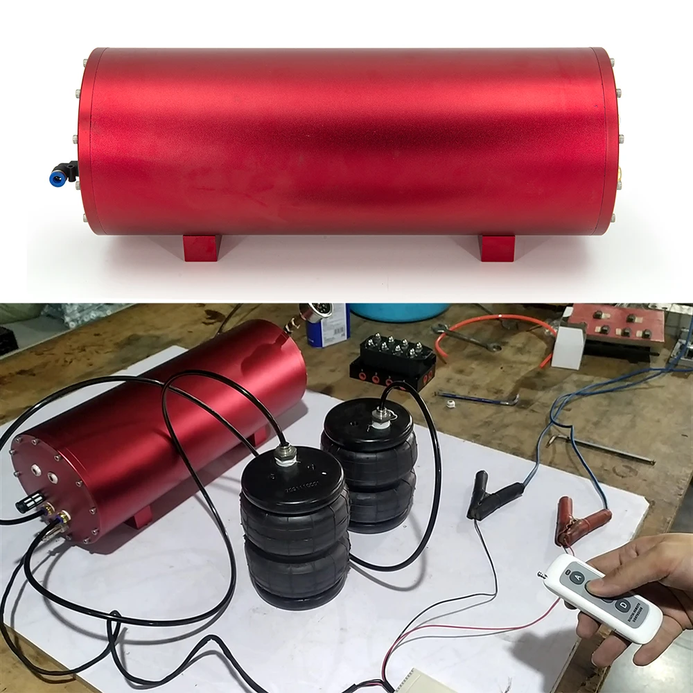 

1.6 Gallon Air Tank Built-in 12V Solenoid Valve With Remote Controller Integrated Simple Air ride Suspension System 0-200 PSI