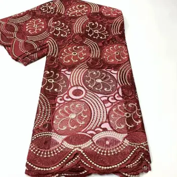 

Hot sale embroidery French net lace fabric fashion tulle mesh cloth for evening dress WFN3(5yards/lot)