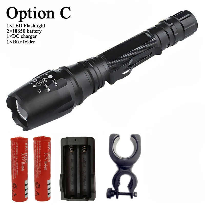 Option C Litwod CREE XHP70/XHP50/L2/T6 8000LM Z45 Мощный светодиодный вспышка светильник Охотничий Тактический Водонепроницаемый Фонарь велосипедный светодиодный светильник 1*18650 - Испускаемый цвет: Option C