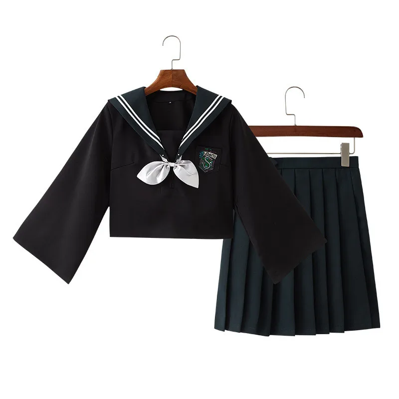 Маг японская ортодоксальная JK Униформа Темный матросский костюм с длинными рукавами комплект школы волшебной школьной формы школьницы юбка униформа