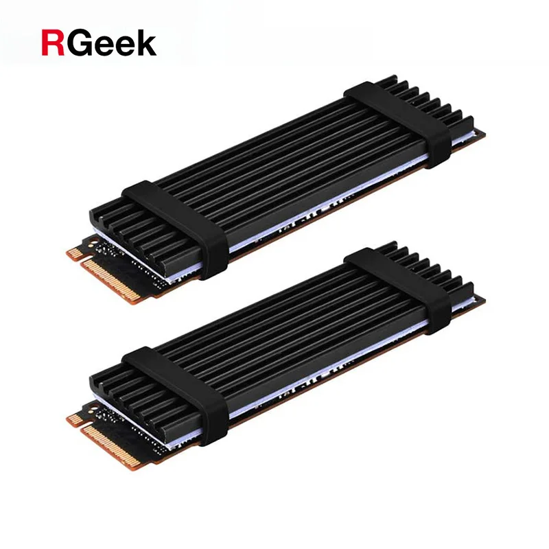 Aluminum Heatsink Radiator 2Pcs M.2 SSD Heat Sink NVME NGFF M.2 2280 Solid State Hard Disk Aluminum Heatsink Cooler Radiator Thermal Cooling Pad For PC