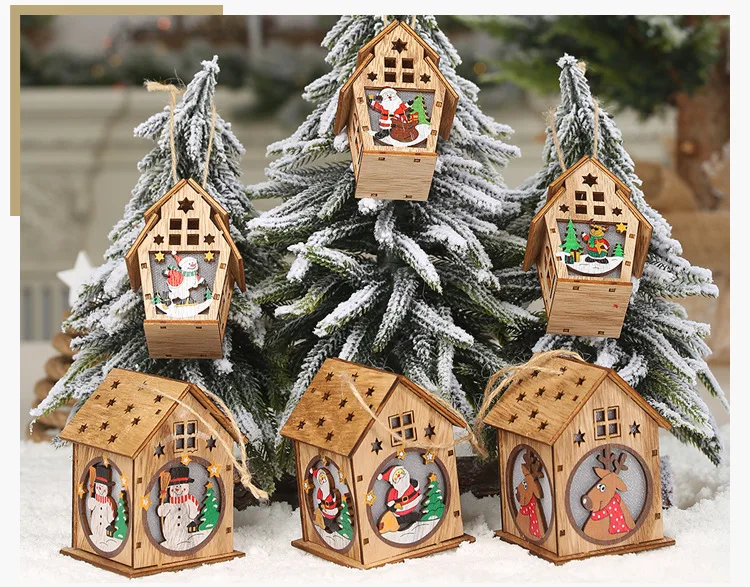 Праздничный светодиодный светильник, деревянный дом, Санта Клаус, рождественская елка, украшения для дома, Праздничный Рождественский подарок, свадебный Navidad