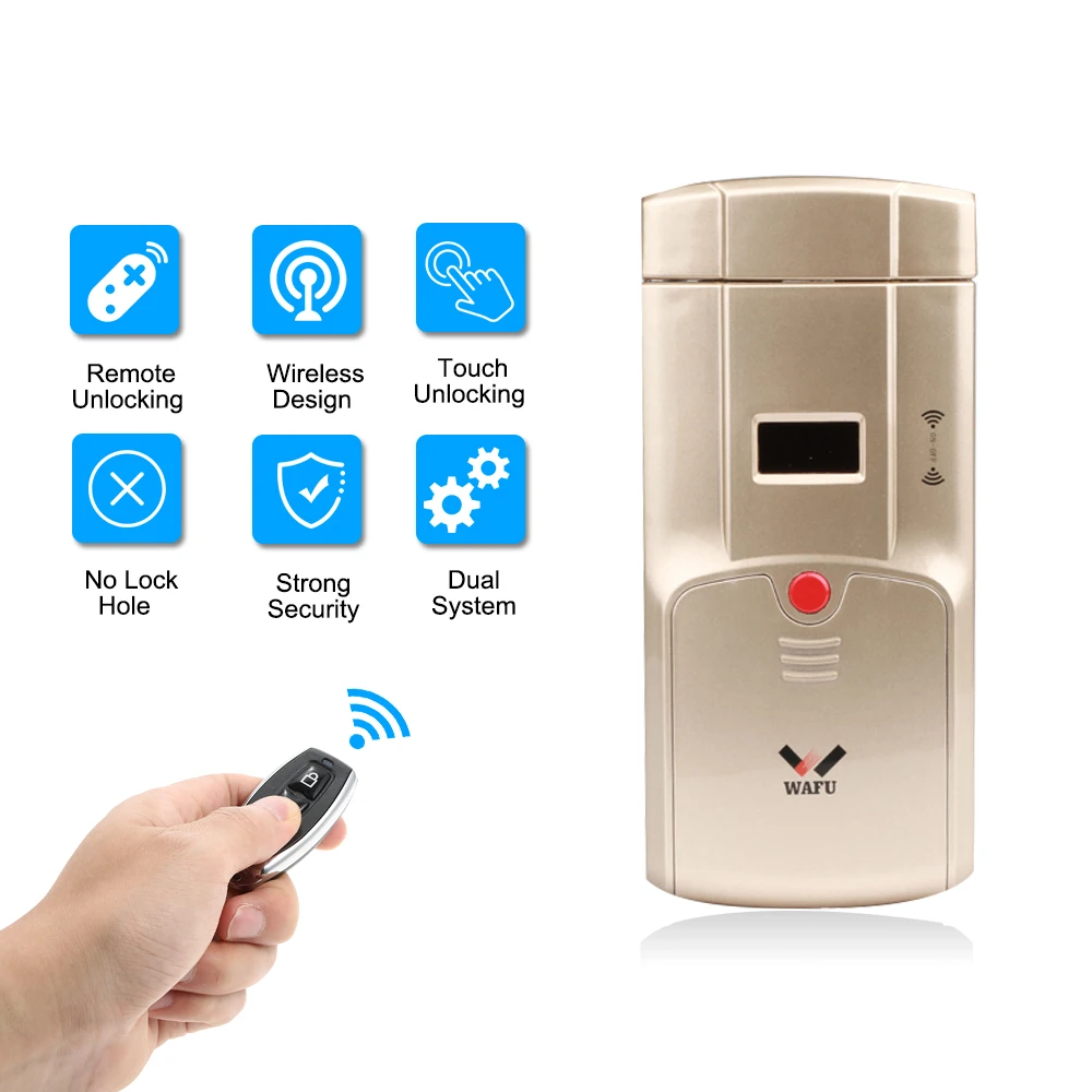 

WAFU WF-011A Smart Door Lock Wireless Smart Remote Control Electronic Lock Keyless Entry Invisible Anti-theft Security Locks