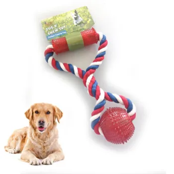 

Pet Dog Ball Toys Puppy Rubber Interactive Bite Chew Self-playing Toy Puppy Rolling Ball Toy With Handle For Pet Teeth Cleaning