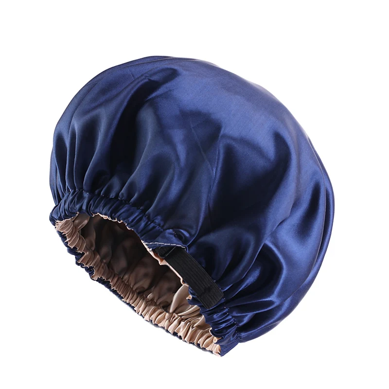 New Reversible Satin Bonnet double layer adjustable size Sleep Night Cap Head Cover Bonnet Hat for For Curly Springy Hair Black ladies head wraps Hair Accessories