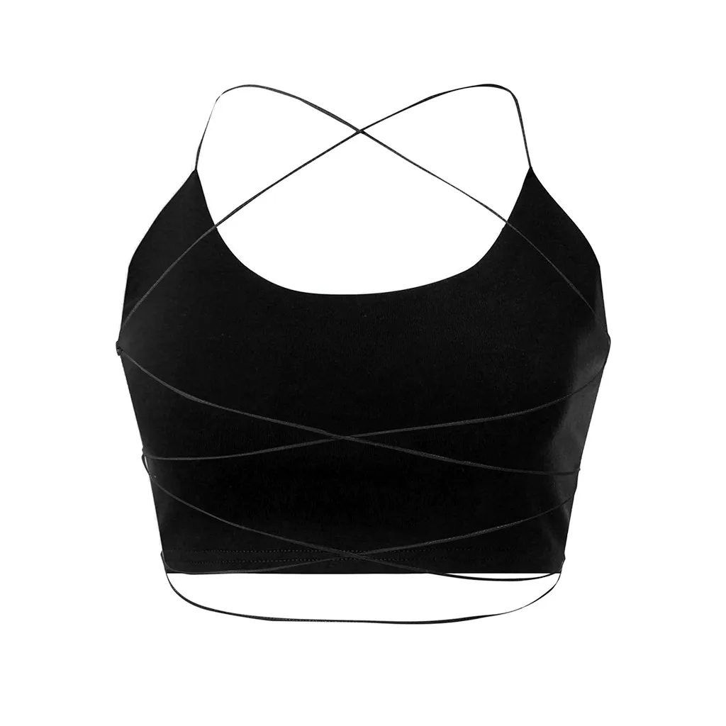 y2k Camis Women Summer Solid Overlap Cross Sling Backless Crop Tank Top Feminino Black White Red Vest Tops Woman silk camisole