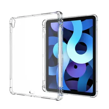 

For iPad Air 10.9'' 2020 Silicon Transparent Case & Pencil Holder Soft Back Tablet Cover For iPad Air 4 10.9'' air4 A2324 A2072