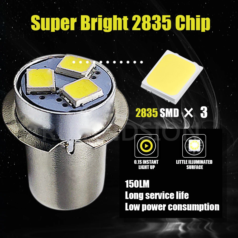 P13.5S PR2 E10 LED Flashlight Bulb Lamp 3V 6V 12V Led Bulb Replacement 3030 3smd Torch 3 Volt Screw Lighting 6000K 2pcs led lights led bulbs