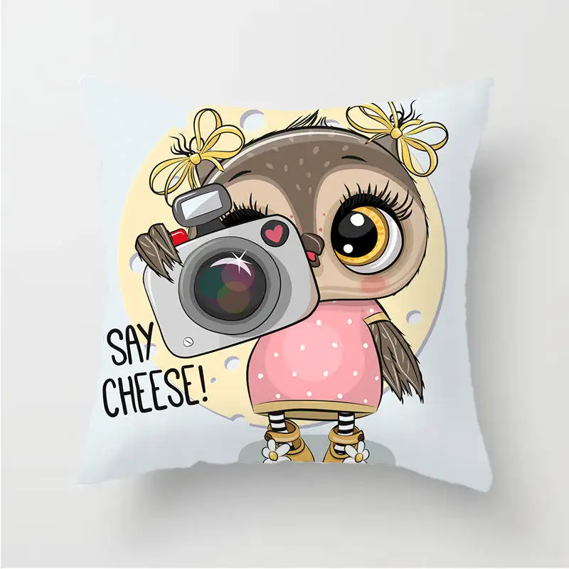 Owl Decoration Cushion Cover Polyester Throw Pillow Case Cover Decoration Pillowcases Decorative Pillows Cover TP136 - Цвет: TP13608
