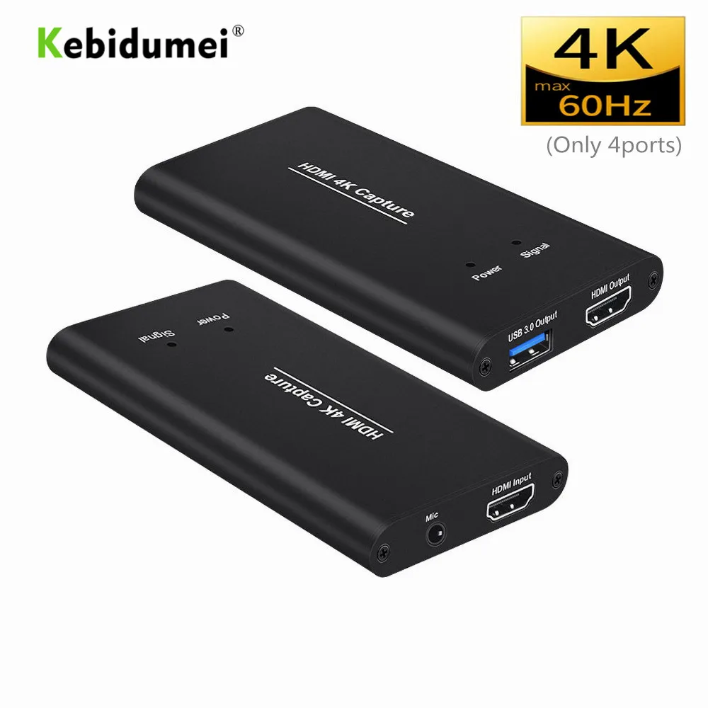 Карта видеозахвата kebidumei USB 1080 HDMI 4K 60 Гц P|Карты видео- и ТВ-тюнеров| |