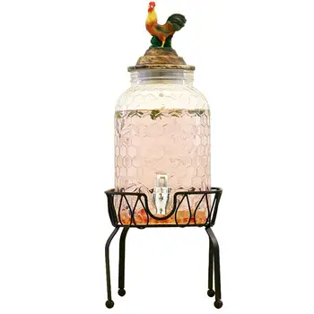 

Kitchen Tools Vintage Metal Storage Organizer Round Stand Jars Drinks Beverage Options Dispenser for Party Bar Pub Celebration