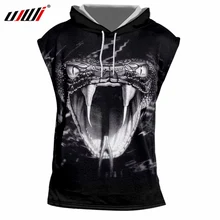 UJIW мужской 3D жилет пальто с капюшоном печати змея майка Топы свободные Бодибилдинг модные парные свитера спортивный костюм Harajuku