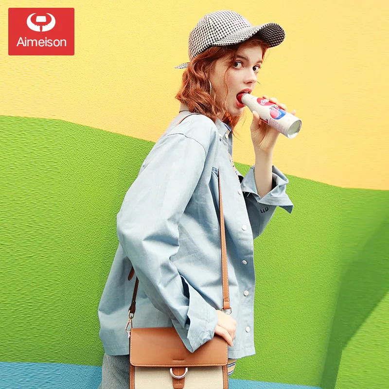 

Canvas splicing small bag 2019 new style messenger women's bag trend all in one shoulder student ins Korean version