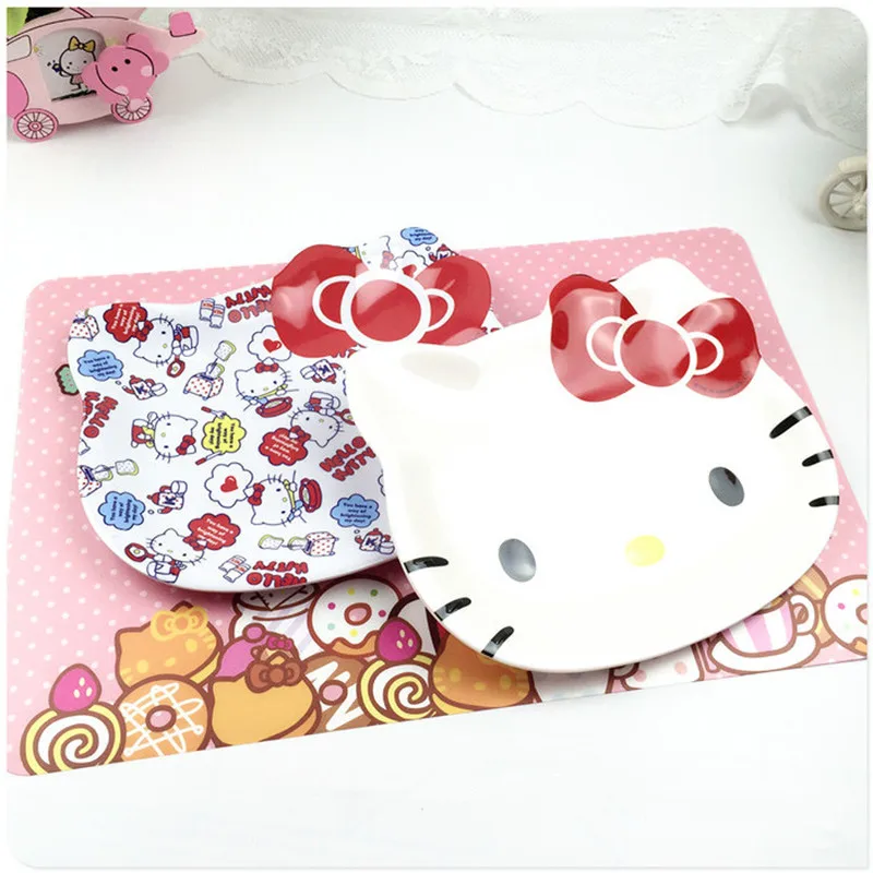 

Hello kitty Melody fruit candy plate flat anti-smashing melamine dinner plates dessert tray amine cartoon cute plastic plates