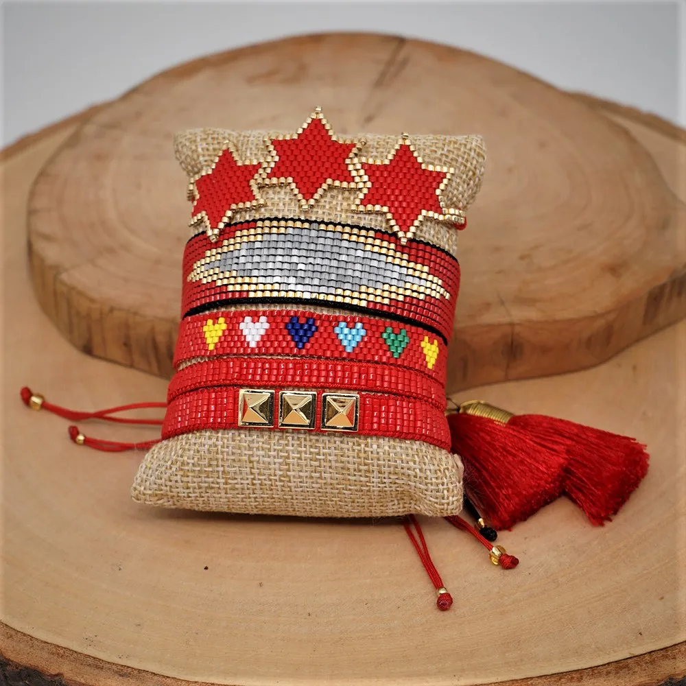 Go2boho Браслеты Mujer Moda MIYUKI Love Heart браслет с большими губами женские летние ювелирные изделия богемные браслеты с кисточками - Окраска металла: MI-S190228
