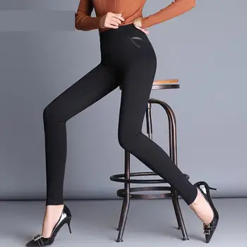

Femme Pantalon Black Blue Grey High Strerch Women Pencil Pants Plus Size Female Office Work Trousers High Waist Legging Warm