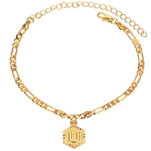 Индивидуальные очаровательные инициалы золото 4 цвета мм цепочкой плетения Фигаро по низкой цене Для женщин моды изготовленная на заказ, с браслетом на лодыжке; с изображением букв алфавита
