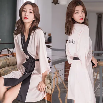

Women's nightgown spring and summer new ice silk bathrobe silk loose comfortable soft material simulation silk nightgown