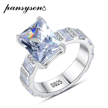 

PANSYSEN Classic 100% 925 Sterling Silver Simulate Moissanite Gemstone Diamonds Wedding Engagement Ring Fine Jewelry Wholesale