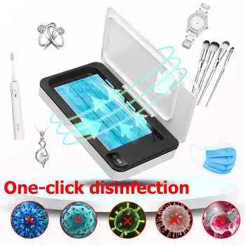 

UV Phone Mask Sterilizer Box Mask Phones Cleaner Personal Disinfection Cabinet with Aromatherapy Esterilizador Wireless charging