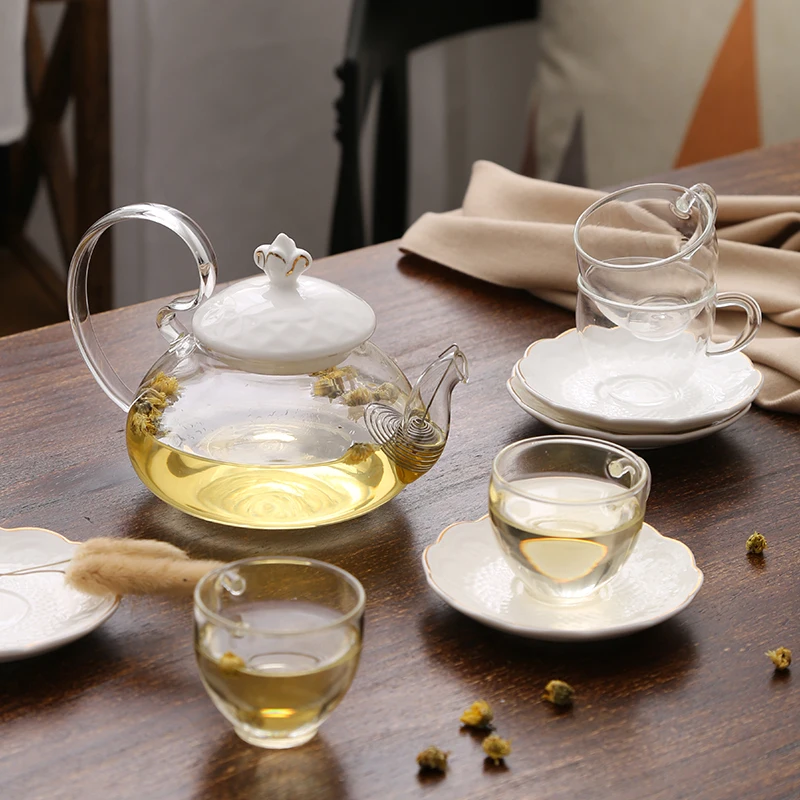 Модный высококачественный керамический чайник подсвечник со стеклянными чашками керамический поднос термостойкий набор чайников