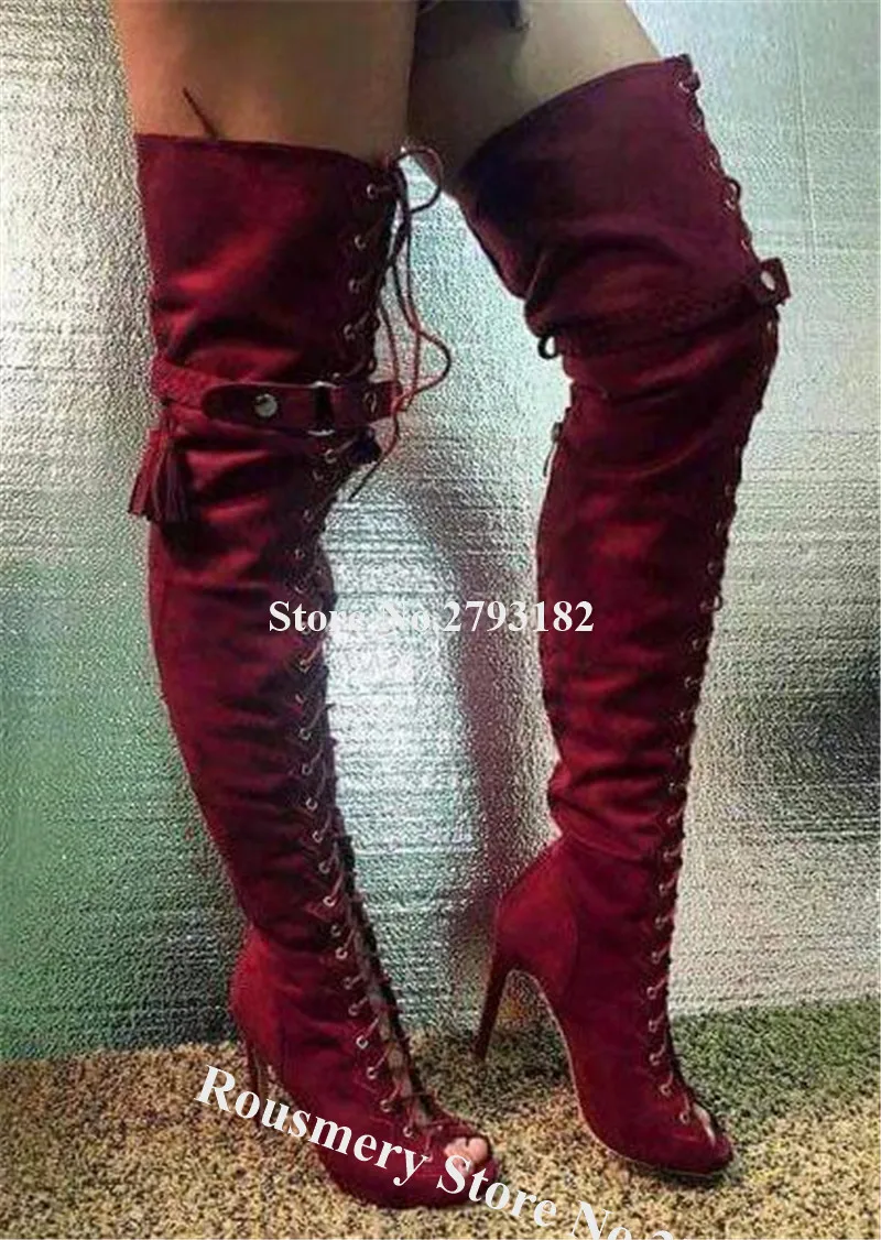 peep toe gladiator boots