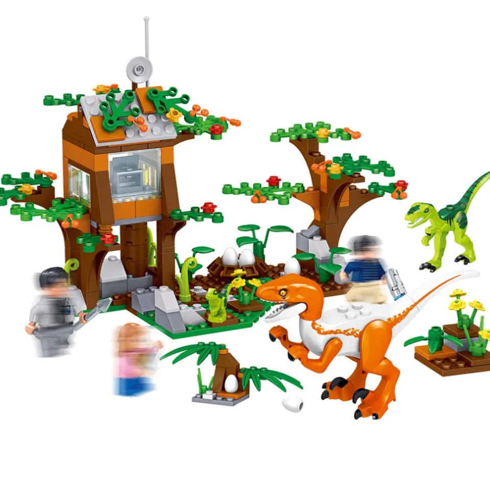 

Jurassic World laboratory Blocks Dinosaur Figures Park Set Compatible legoinglys Building Kits Blocks Raptor Model Bricks Toy