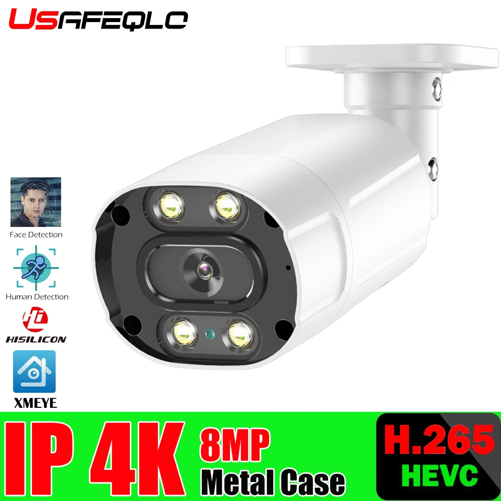 IP-камера видеонаблюдения USAFEQLO Bullet 4K 8 Мп POE водонепроницаемая с записью звука для