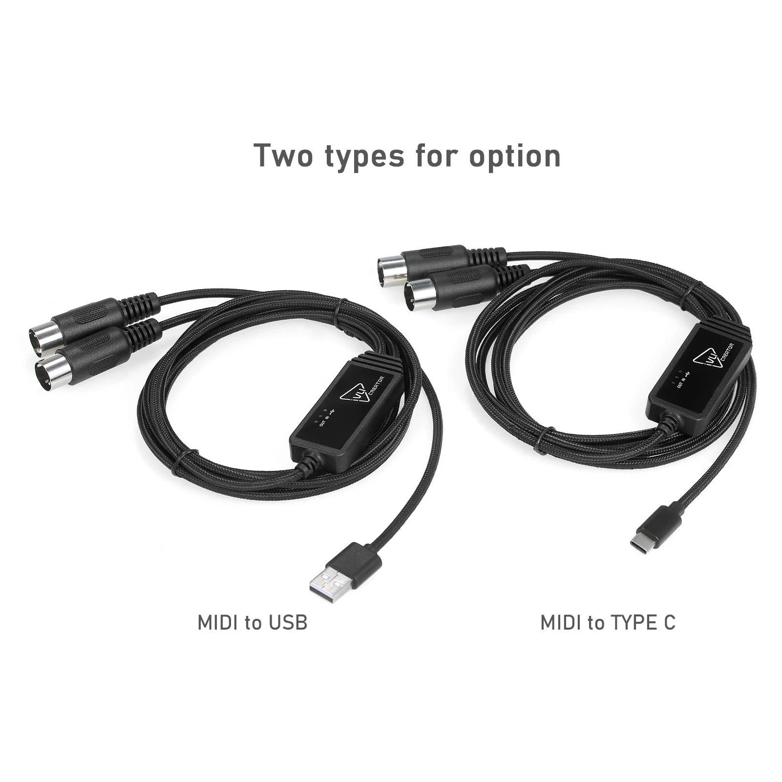 IVU CREATOR MIDI Universal Cable 5 Pin MIDI to USB/Type C Cable Converter Adapter Compatible varios OS adaptadores Plug and play