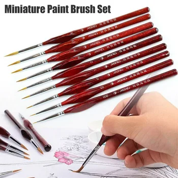 

9pcs Professional Paint Brush Sable Hair Paint Brush Set Detail Miniature Art Brush Painting For Fine Nail Art Work