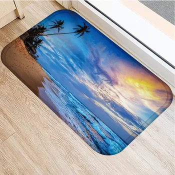 

Beach Landscape Anti-slip Mat Decorative rug Kitchen Living Room Floor Mat Home Non-slip Floor Mat Door Mat Flannel Bathroom Mat