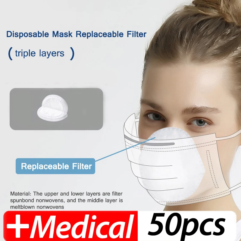 

50Pcs/box Disposable Medical Mask Pad Non-woven Cotton Mouth Face Marks For N95 Medical Mask anti Corona Virus mask