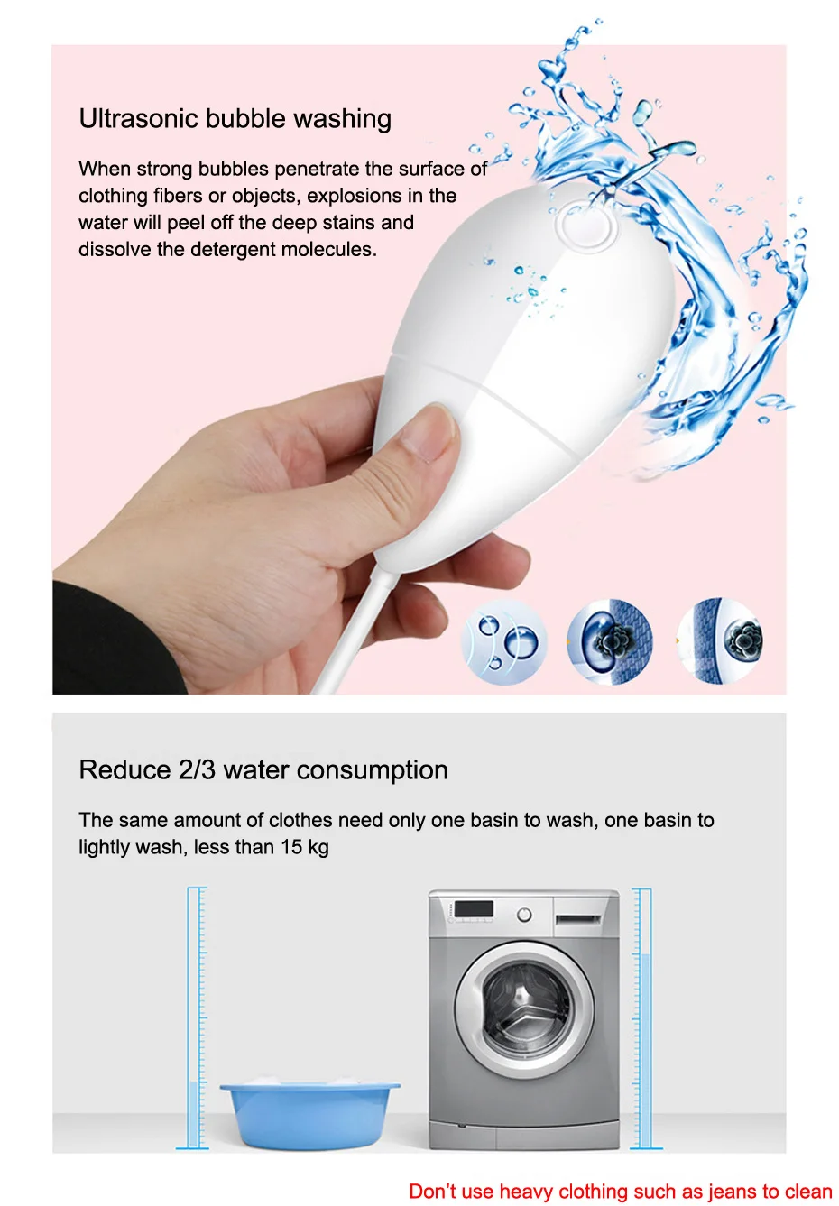 Mini Ultrasonic Vibration Washing Machine Ultrasound Laundry Cleaning for Stains on Clothes Jewelry  eyeglasses vegetables