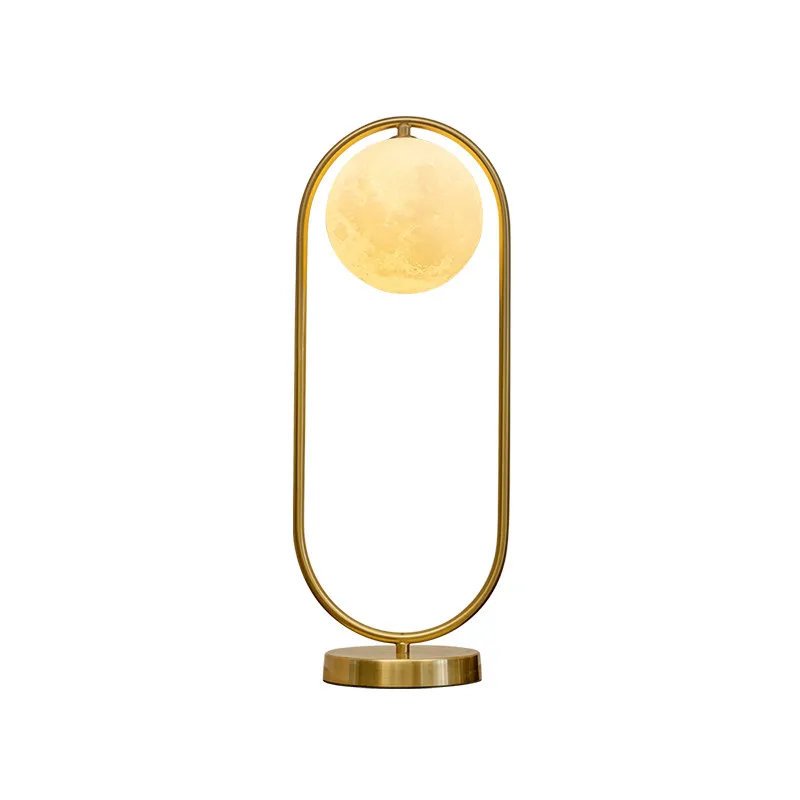 

Modern Gold Metal Table Lamp Warm Romantic Hotel Bedroom Study Lunar Desk Night Lights Nordic Simple G9 Led Lamp Fixtures