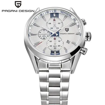 

PAGANID DESIGN Sport Watch Men Stainless Steel Top Brand Luxury Mens Wristwatch Quartz Chronograph Wristwatch Clock reloj hombre