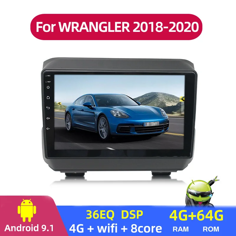 Android 9 1 4 + 64 ГБ для Jeep Wrangler 2018 2019 2020 навигации 8-ядерный автомобиль радио 36EQ DSP
