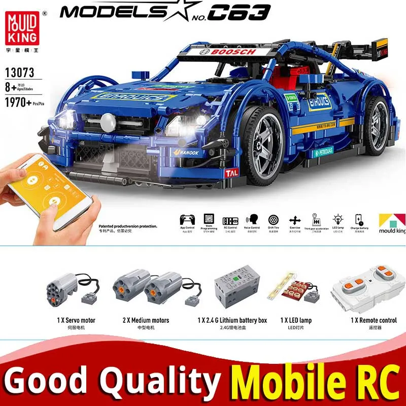 

New legoinglys 13073 Compatible MOC 6687 blue racing car mobile phone APP programming electric remote control Building block toy