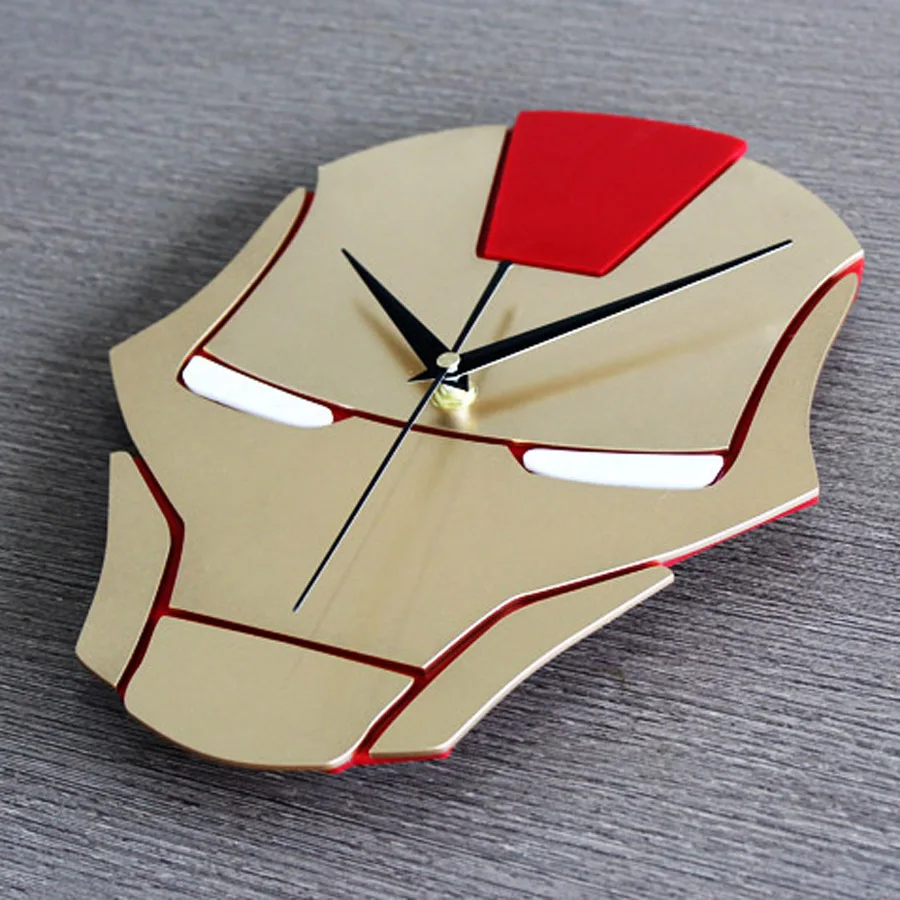 Iron Man Wall Clock Modern Design Decorative Children Room 3D Hanging Creative Kids Clocks Wall Watch Home Decor Silent