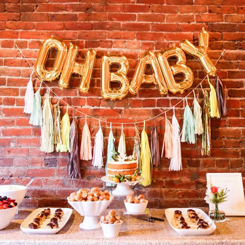 

16inch Rose Gold Silver OH BABY Letter Foil Balloons Banner for Christening Baptism Gender Reveal Birthday Party Decoration